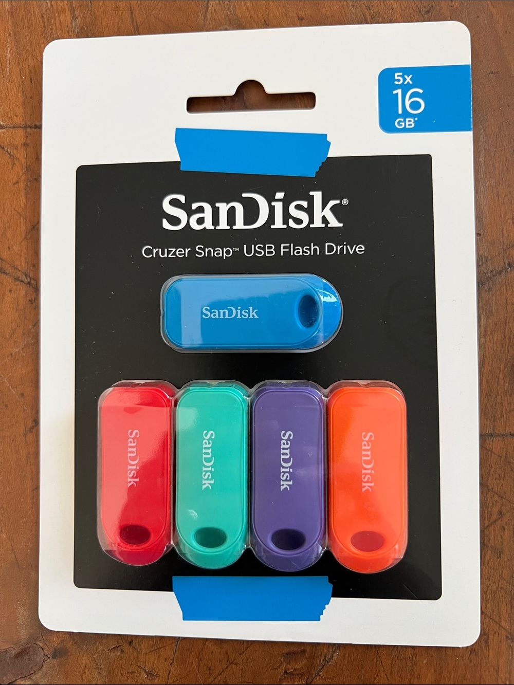 SanDisk Cruzer Snap 5-Pack USB Flash Drives - Multi Color (NEW)